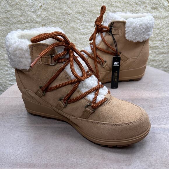 Sorel Evie Womens Size 9.5 Cozy Lace Up Boots Suede Taupe Winter Waterproof Boot - Picture 6 of 11
